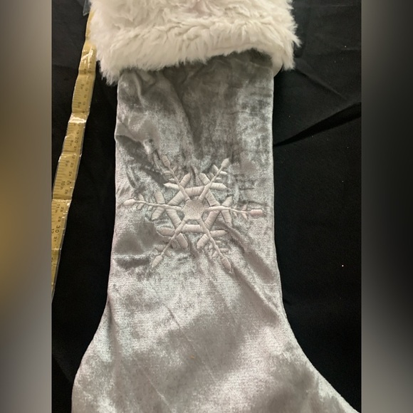 Gray and white Christmas stocking, Preloved, 22in long - Picture 2 of 4